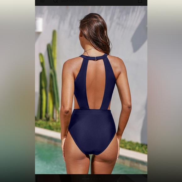Cupshe Navy Cutout One Piece Swimsuit - Picture 2 of 4